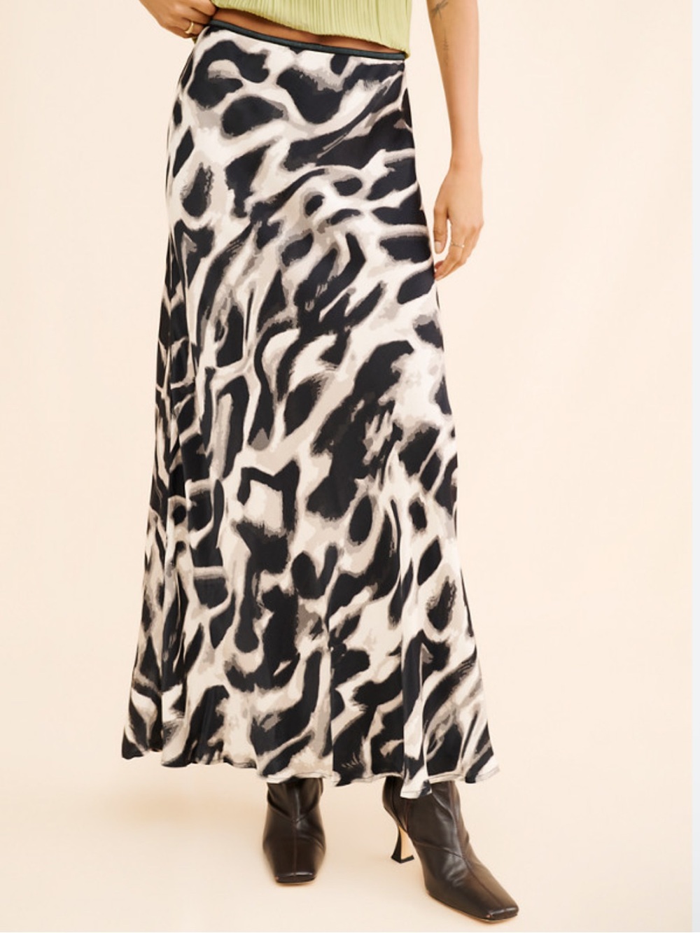 Anthropologie Conditions Apply Black & White Animal Print Maxi Skirt